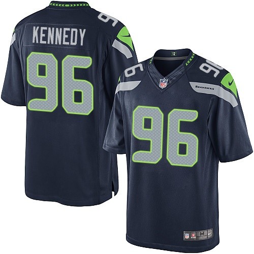 Men's Limited Cortez Kennedy Nike Jersey Navy Blue Home - #96 NFL Seattle Seahawks